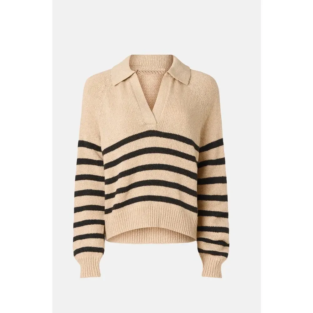 Marine Layer Relaxed Polo Striped Collared Long Sleeve Wool Sweater Size Small - Picture 5 of 13